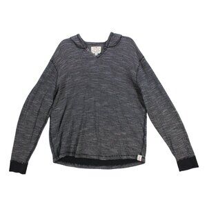 Lucky Brand Mens XL Black & White Striped Lightweight Hooded Pullover Top
